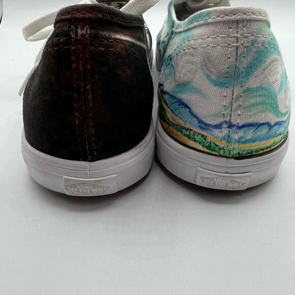 Vans Mens 6.5 Womens 8 Shoes Sneakers Blue Black Art Scenes Customized Skater - Picture 11 of 14